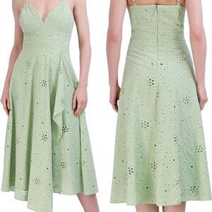 BCBGMAXAZRIA Women's Sweetheart Neck Sleeveless Asymmetrical Eyelet Dress Sz 10